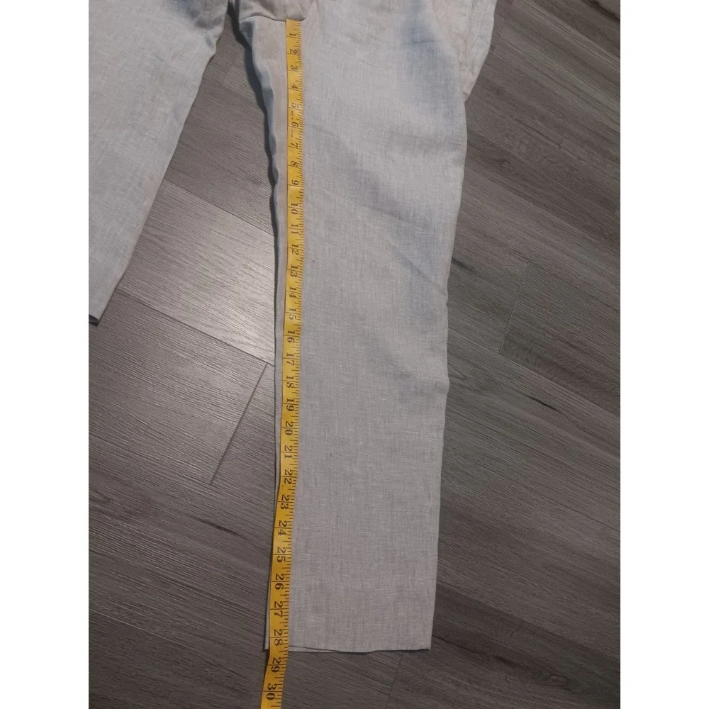 Joseph Abboud Men's‎ Gray 00% Linen Plaid Dress Pants Size 34x32 Actual 34x29.5